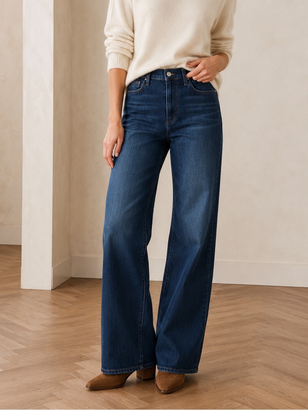 Joe's Flawless High Rise Wide Leg Jeans Size 30 Madonna Dark Indigo 34 Inseam